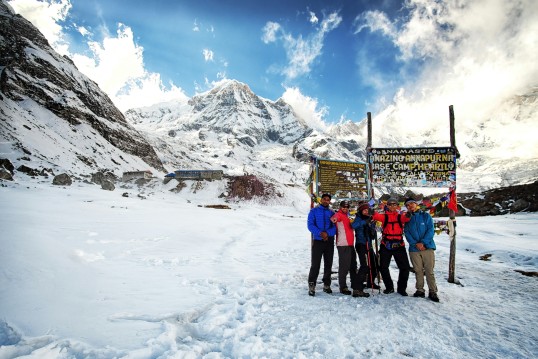 Memorable Moments: Group Photo at Annapurna Base Camp